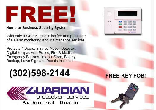 Free Home and Business Alarm Systems - New Castle County Delaware