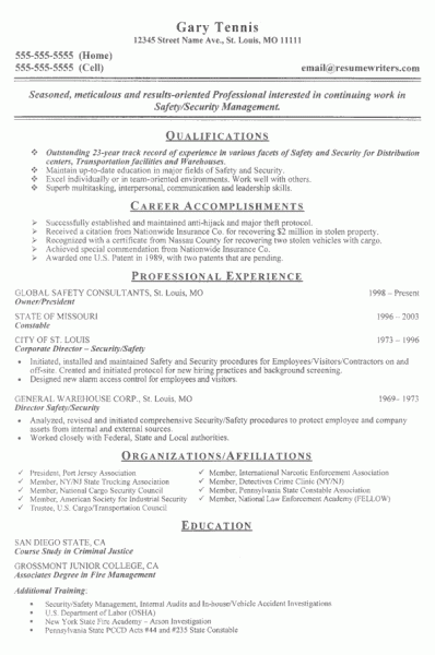 Security Officer Resume Example: Sample Security Guard Resumes