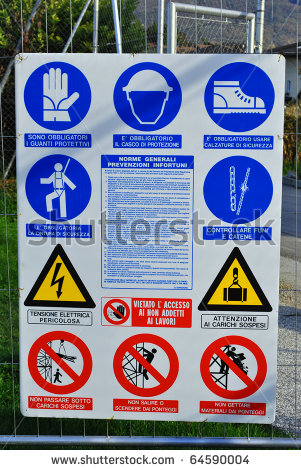 Warnings Of Protection In Construction Site Stock Photo 64590004 ...