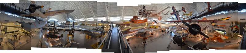 Steven F. Udvar-Hazy Center: Photomontage of Overview of the south hangar, including B-29 "Enola Gay" and Concorde