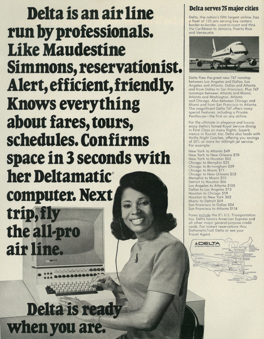 1971 Ad, Delta Airlines, "Run by Professionals"