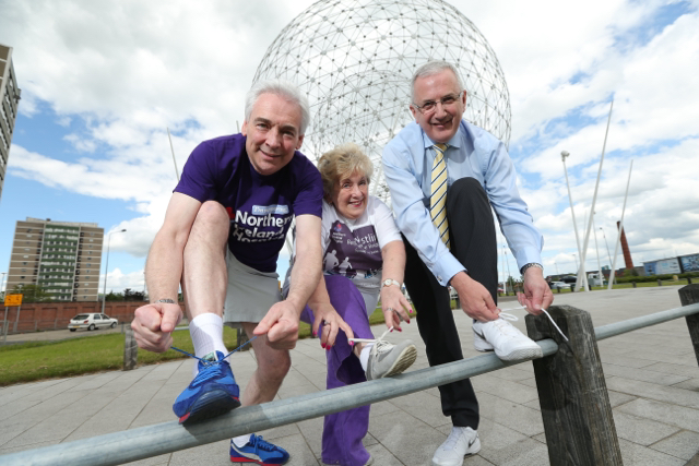 Transport Minister  Danny Kennedy, UTV’s Paul Clark and actress Olivia Nash are under starter&#x27;s orders for the Northern Ireland Hospice ‘Between the Bridges’ charity event