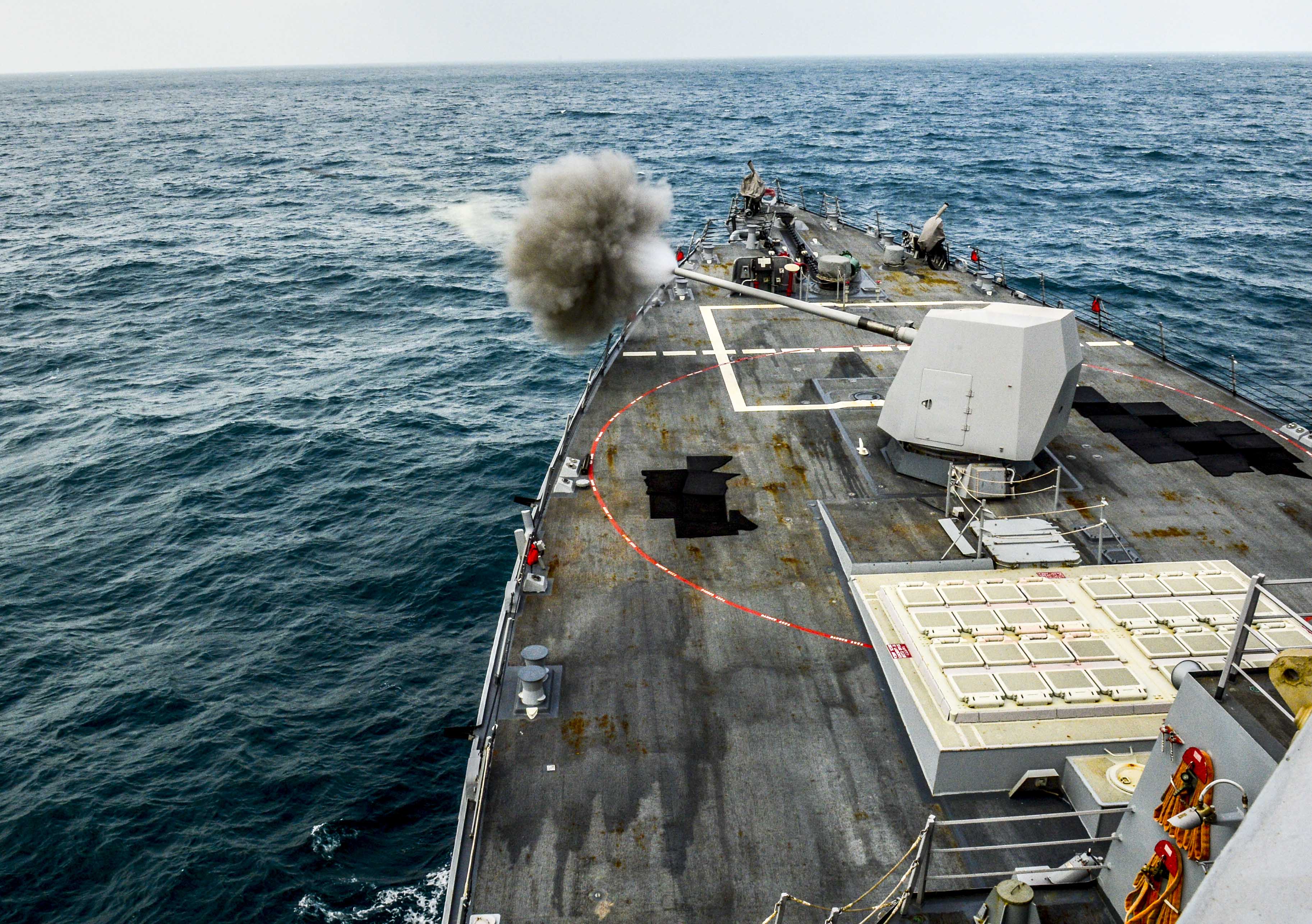 USS Sterett conducts a live-fire exercise.