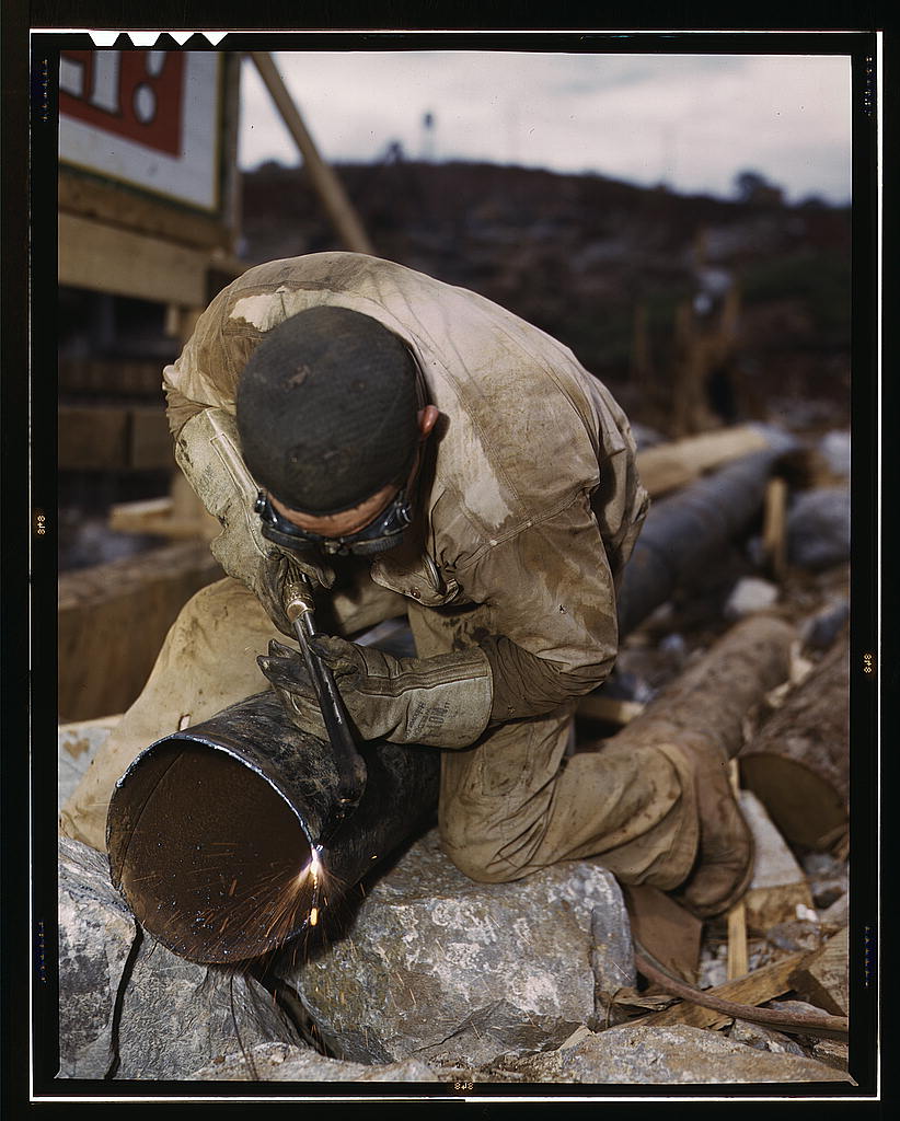 Welder at work on Douglas Dam, Tenn. (TVA)  (LOC)