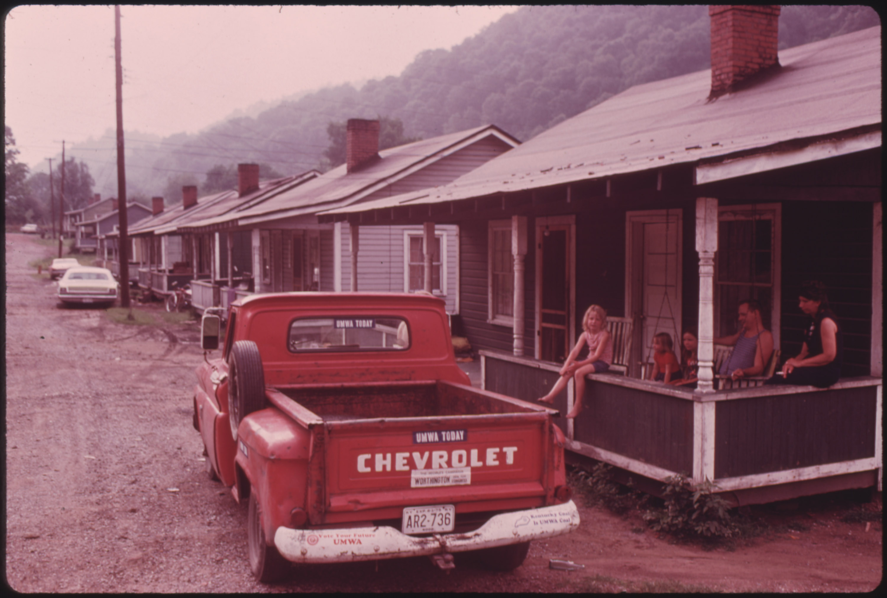Row of Miners' Homes in the Brookside Mine Company Town of Brookside Kentucky, near Middlesboro 06/1974
