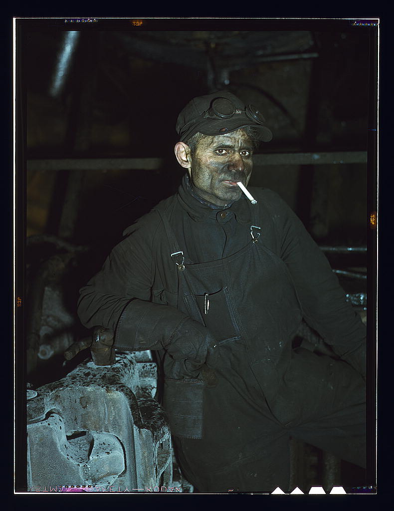 Melrose Park (near Chicago), Ill, C&NWRR. William London has been a railroad worker 25 years - now working at the roundhouse at the Proviso yards  (LOC)