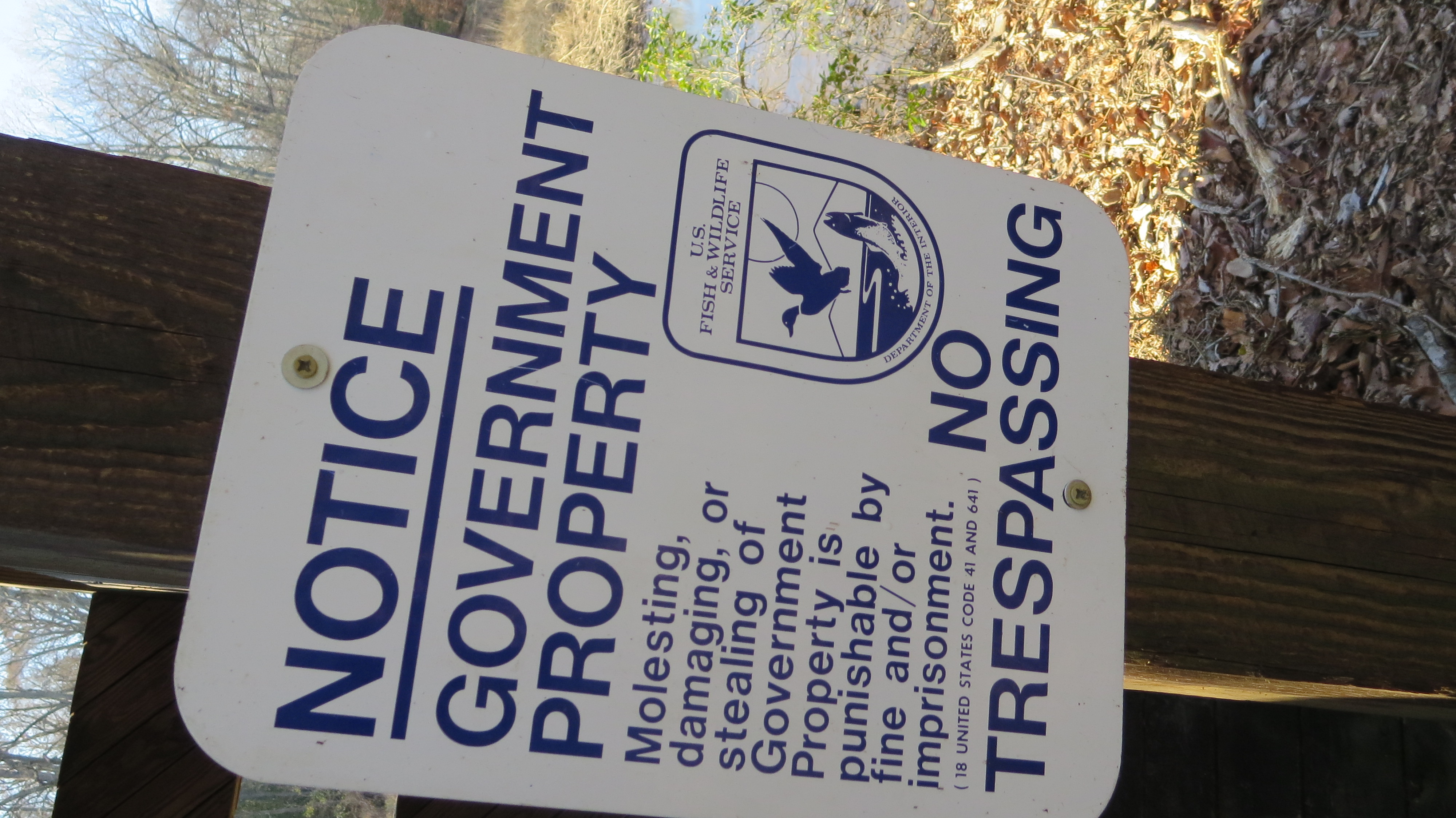 Mason Neck Wildlife Refuge Fall Walk 2 - No Trespassing Sign