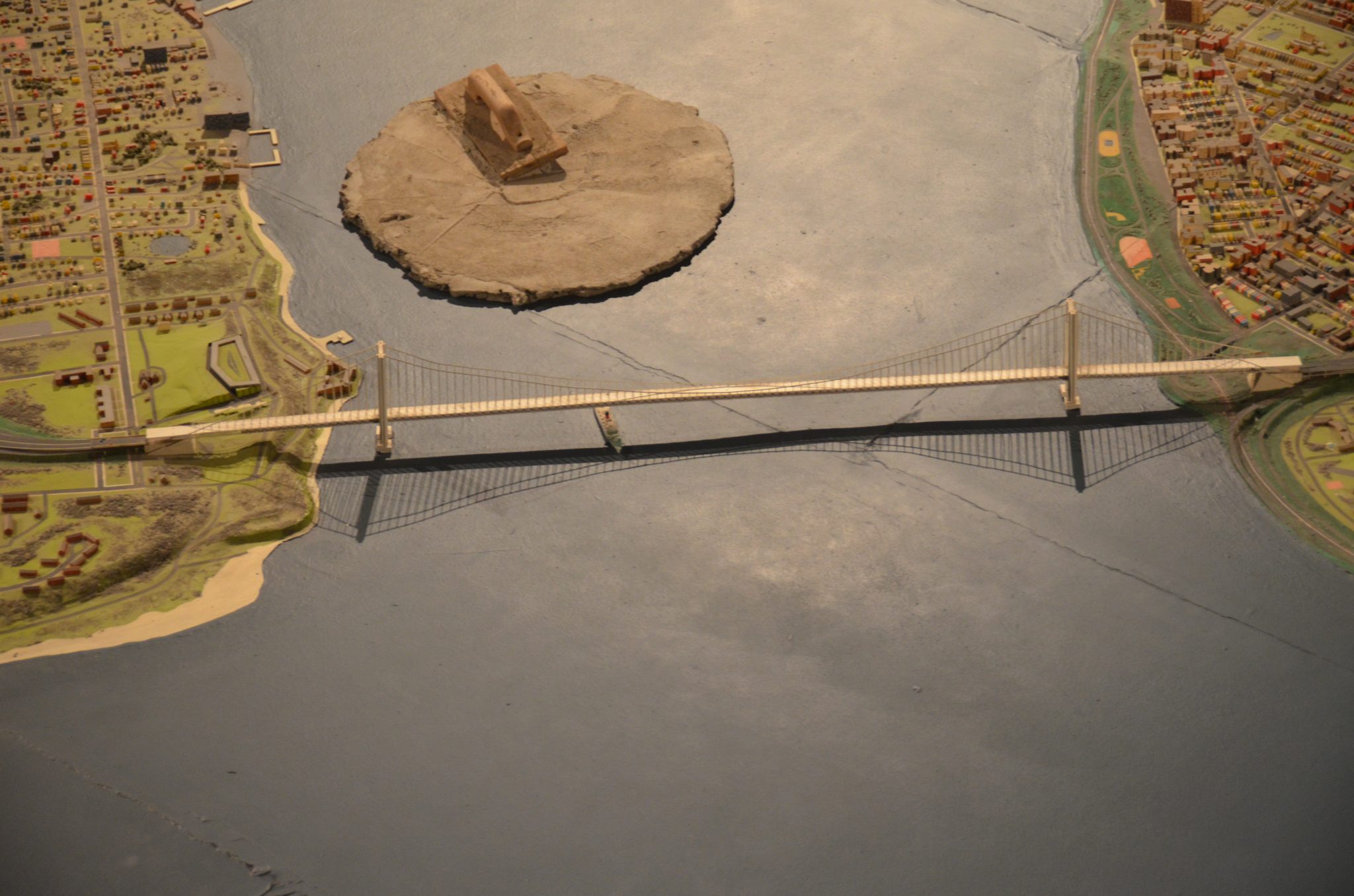Queens Museum of Art | The Panorama of the City of New York | the Verrazano-Narrows bridge, linking Staten Island & Brooklyn. (And a giant iceberg?)