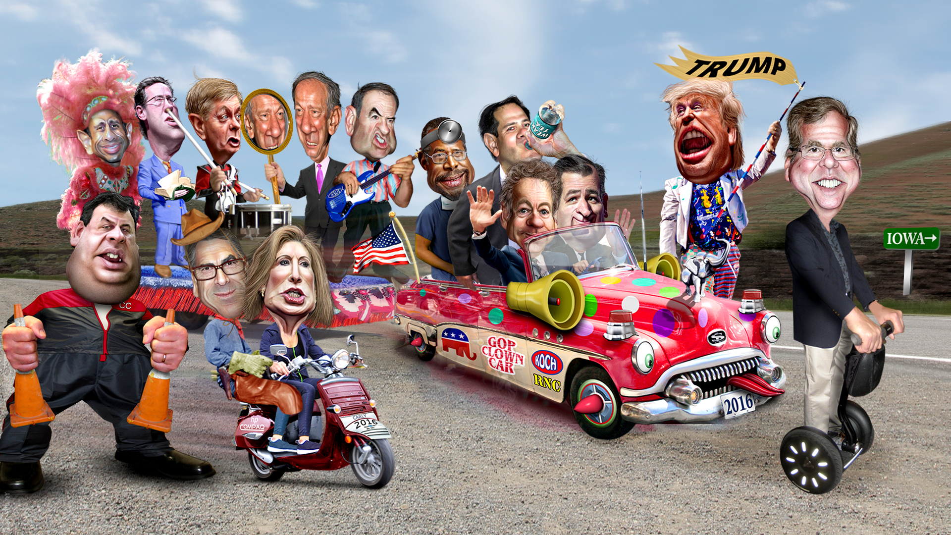 2016 Republican Clown Car Parade - Christie Joins the Menagerie