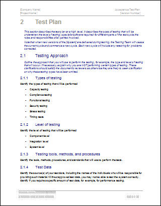 Acceptance Test Plan Template, Test Methodology